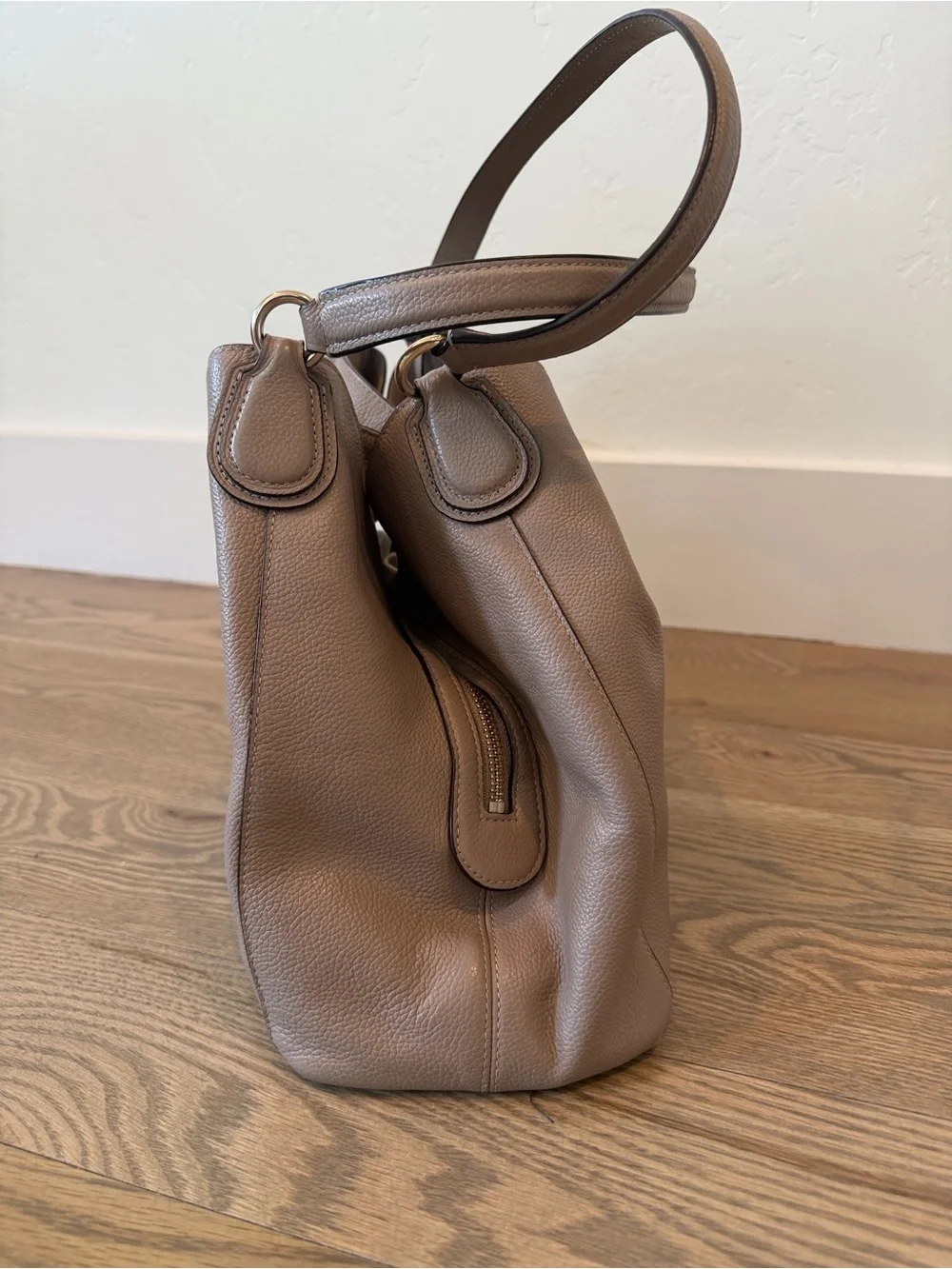 Coach Pebbled Leather Edie 31 Shoulder Tote in Taupe - Picture 4 of 7